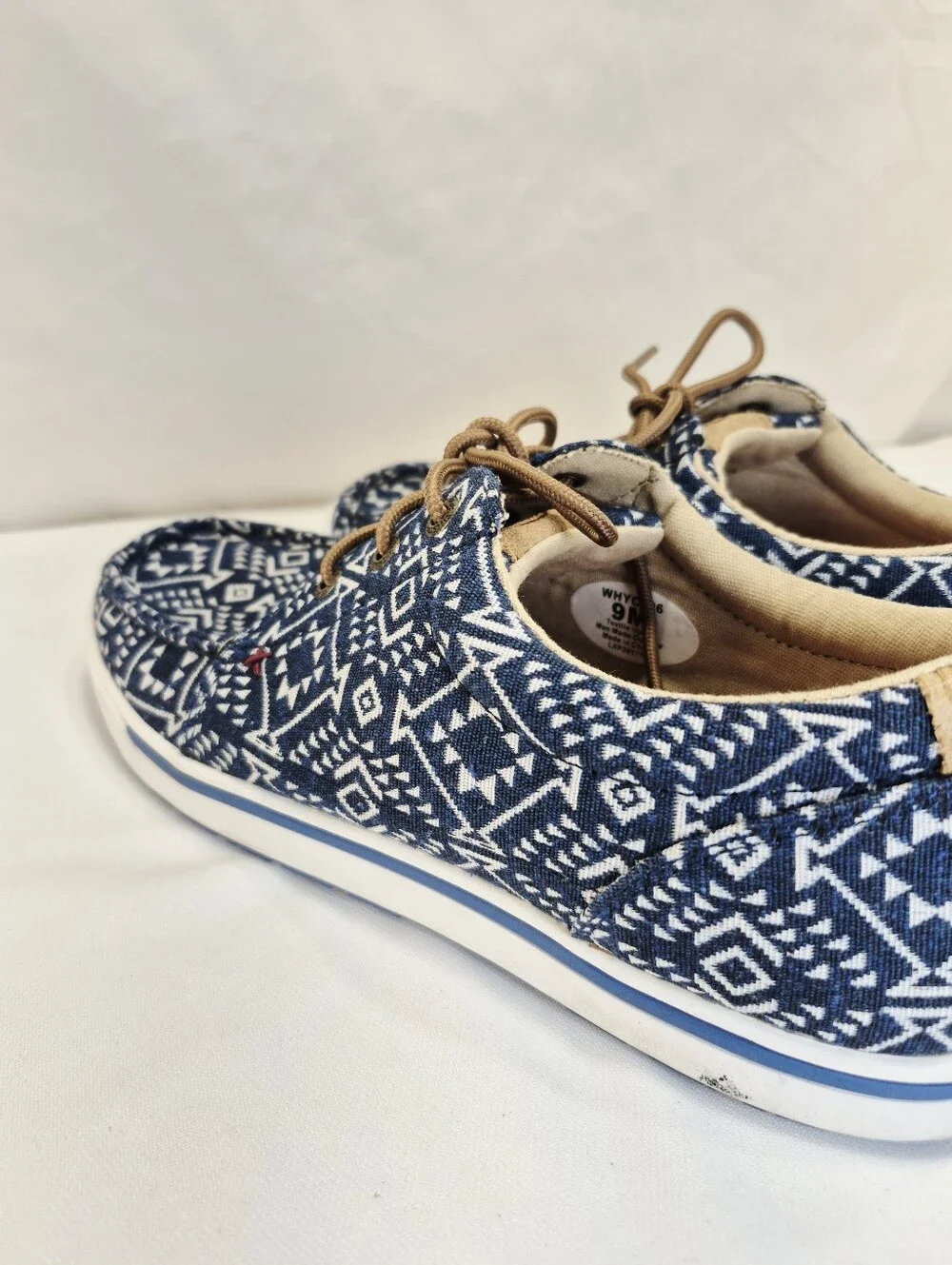 Twisted X Men's 9 Southwestern HOOey Loper Sneakers Moc Toe WHYC006 Blue White